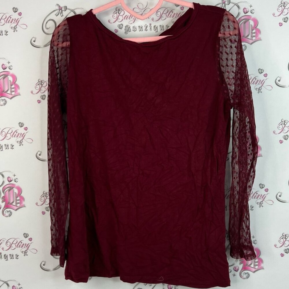 M&s collection long sleeve lace arms Chic wine 🍷 Burgundy Lace Sleeve Blouse